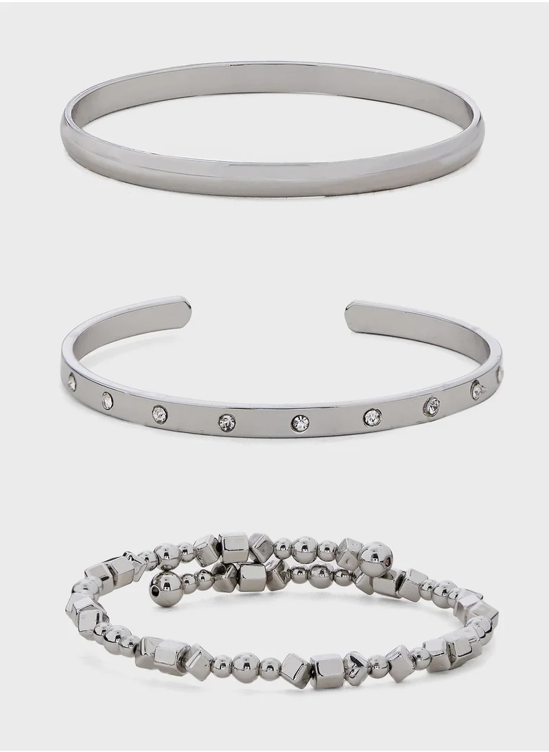 ELLA 3 Pack Mix Diamante Bangle Set