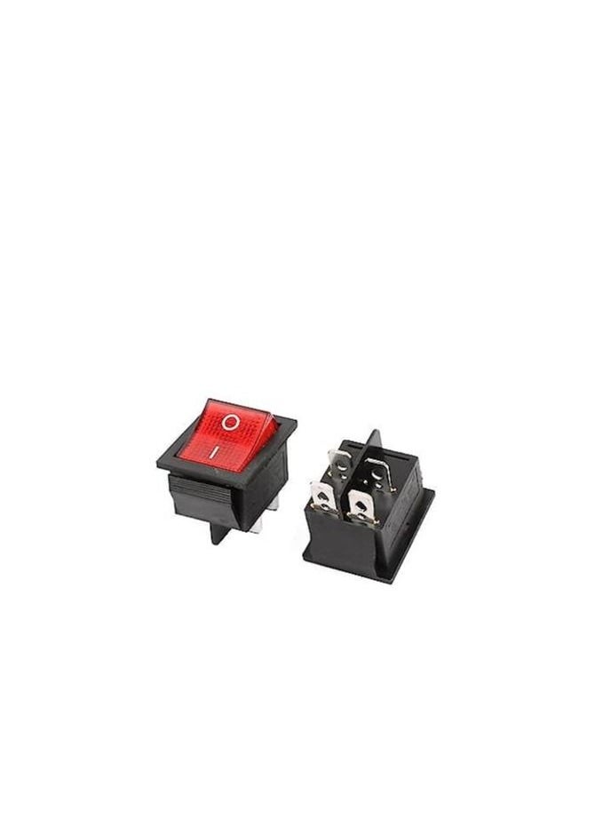 AQSON - Square Illuminated Red Button - KCD4 DPST ON-Off 16A 250V AC / 20A 125V AC 4 Pin - Light Rocker Power Switch - for Car Auto Boat Truck (RED) - Image 1