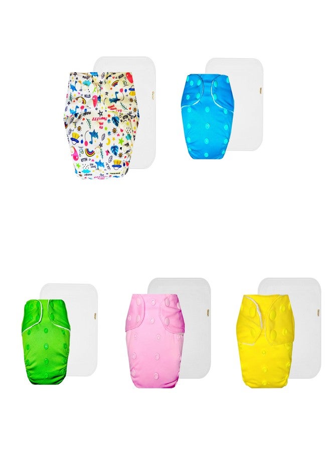 حفاضات دمبلدو القماشية الممتازة مع حشوة قطنية (عبوة من 5) | ملائمة تمامًا | مانعة للتسرب | سهلة التنظيف | مثالية للأطفال الصغار | من 3 أشهر إلى 3 سنوات | للجنسين - Image 1