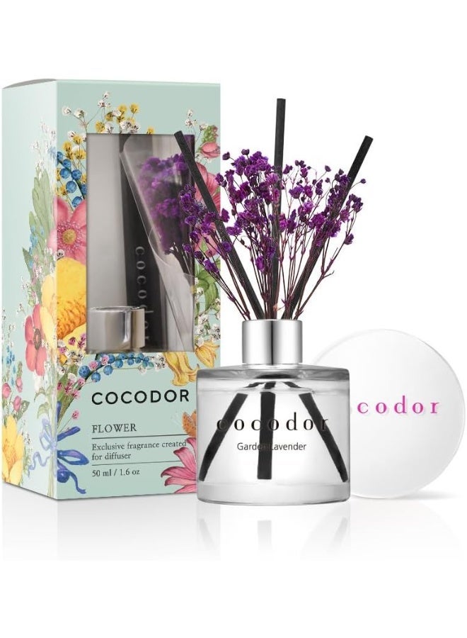 cocodor Cocod'or Mini Flower Reed Diffuser/Garden Lavender / 1.6oz(50ml) / 1 Pack/Fragrance Decor for Cars Cubicles, Small Rooms and Home, Diffuser Oil Sticks Gift Set - Image 1