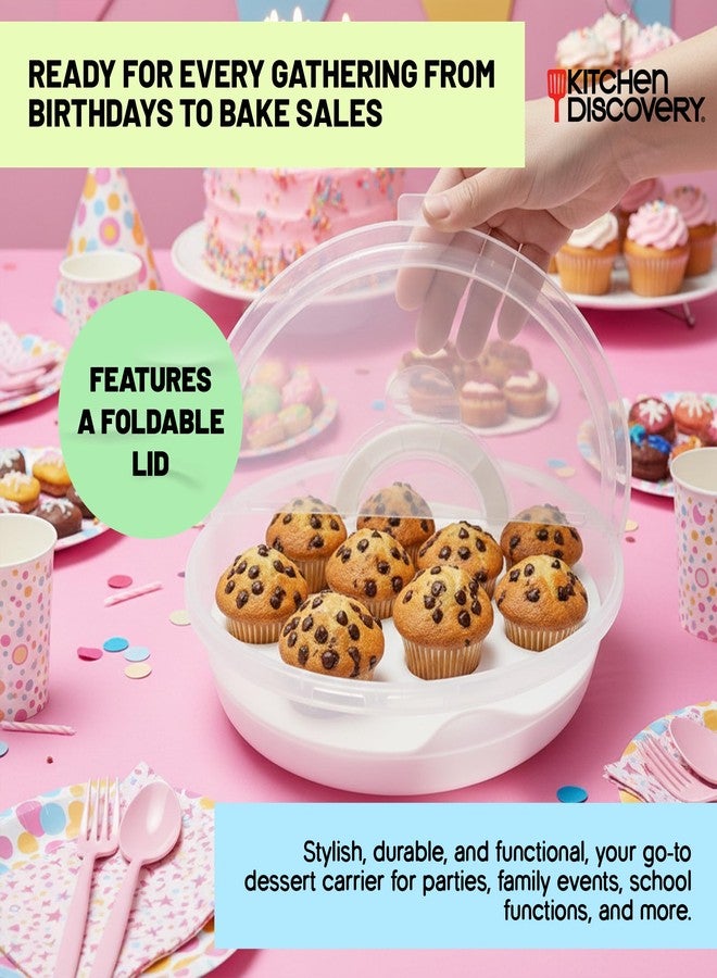 Kitchen Discovery Cupcake Carrier and Muffin Container Pie, Cake, and Cupcake Carrier with Lid and Handle for Safe Transport and Fresh Storage of a Variety of Desserts - Image 5
