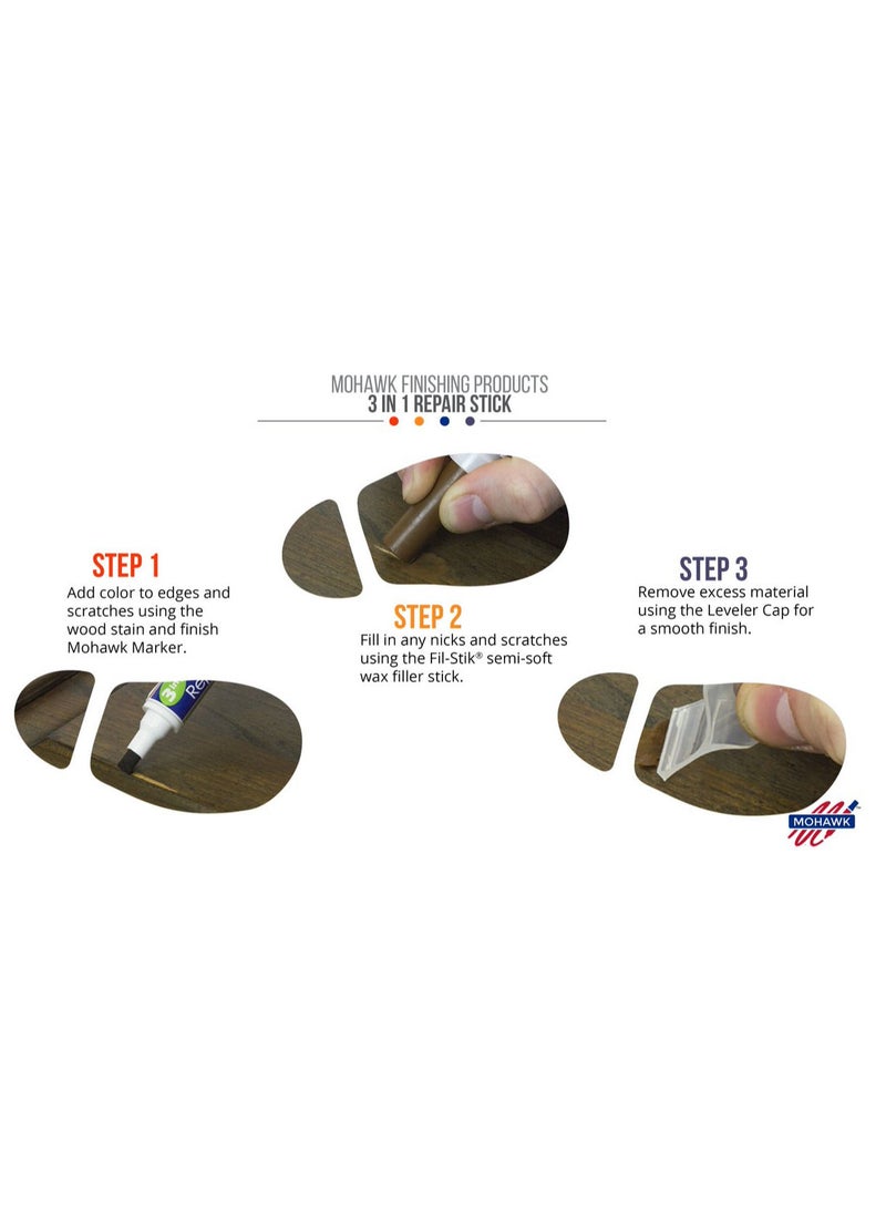 Mohawk Finishing Products - Mohawk 3 in 1 Repair Stik True White M319 3014B, All in One Solution for Wood and Furniture Scratches, Touch Up Marker Pen, Wood Filler Putty, Levelling Cap - Image 1