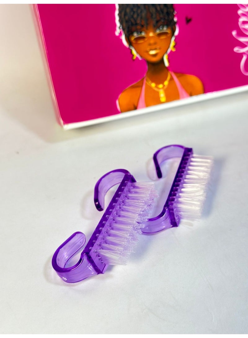 فرشاة أظافر صغيرة بمقبض - فرشاة صغيرة لتنظيف أظافر اليدين والقدمين - شعيرات ناعمة، مقبض بلاستيكي خفيف الوزن (قد يختلف اللون) - قطعتان - Image 2