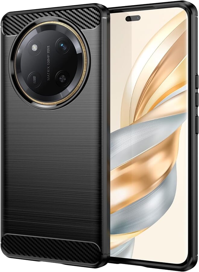FASCINATION phone case compitable with Honor X9C Carbon Silicone Case Original Flexible Slim Enhanced Durable Anti-Shock Protector for Honor X9C (Black)