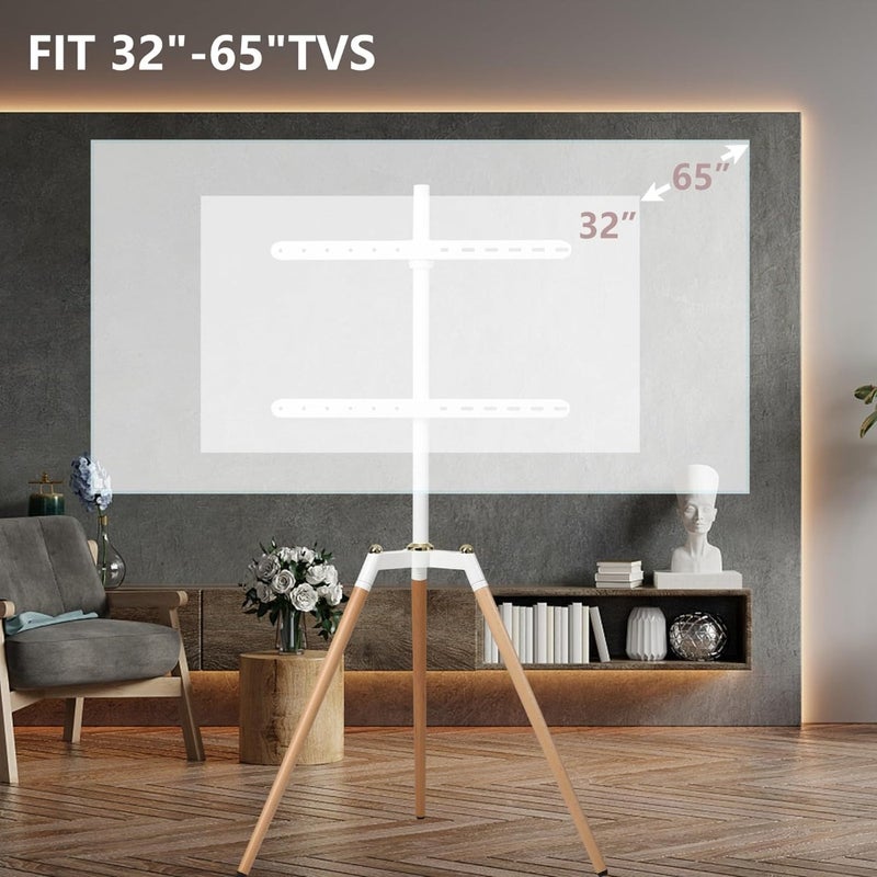 Floor TV Stand for 32-65 Inch Screen Height Adjustable Studio Easel TV Display Stand with 140 Swivel for Bedroom, Living Room, Corner TV Stand - Image 4