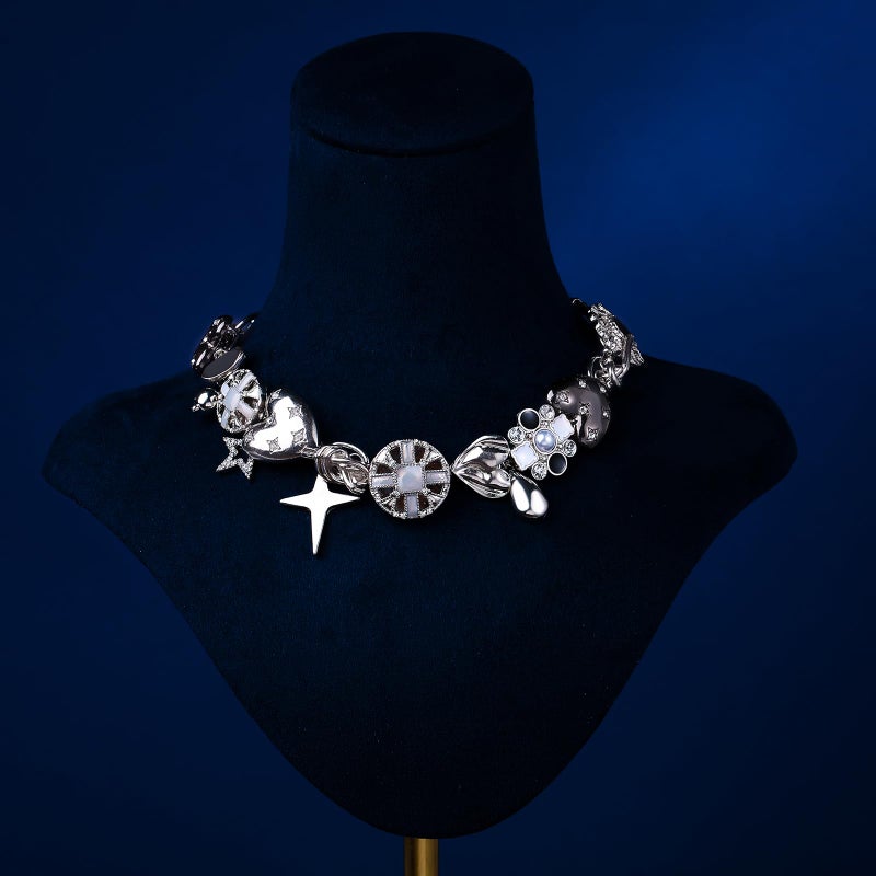 BSOKEIXD Black Heart Chunky Choker Necklaceï¼Œ Star Choker Necklace for Women Gothic Y2K Aesthetic Outfit Jewelry Accessories Vintage Retro Chunky Costume - Image 5