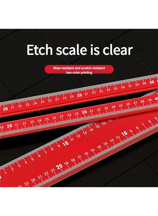 Red Aluminum Alloy Multi Function Movable Angle Ruler T Shape 90 45 Degree High Precision Woodworking Tool 23.62inch - Image 4