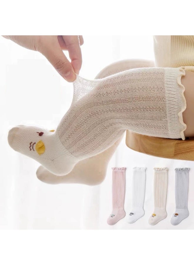 بيبي 3 حزمة الطفل الجوارب الطويلة رقيقة شبكة عديمة العظام النقية القطن التنفس الركبة عالية البعوض مقاومة الجوارب - Image 3
