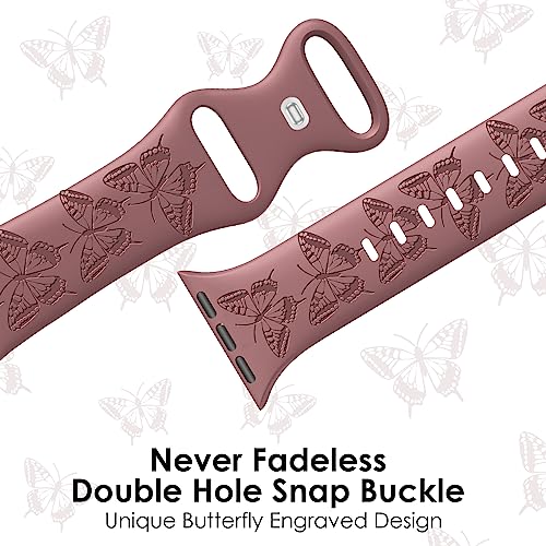 iWabcertoo 4 PACK Engraved Silicone Bands Compatible with Apple Watch Band 40mm 38mm 41mm 42mm 44mm 45mm 46mm 49mm Women Breathable Soft Cute Sport Replacement Strap for iWatch SE Series 11 10 9 8 7 6 5 4 3 2 1 - Image 4