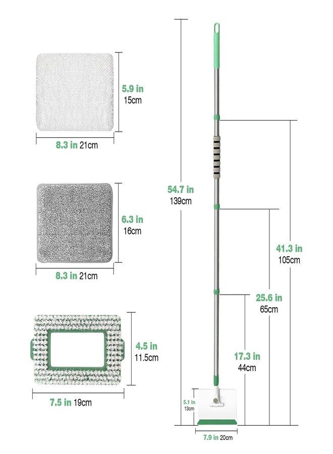 DALIPER Baseboard Cleaner Tool with Handle, Wall Cleaner Mop with 54.7'' Adjustable Long Handled 1 Scrubber Brush Mop Head and 4 Reusable Cleaning Pads for Baseboards Cleaning, Ceiling, Skirting Board - Image 2