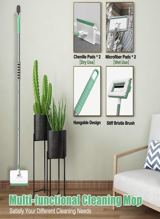 DALIPER Baseboard Cleaner Tool with Handle, Wall Cleaner Mop with 54.7'' Adjustable Long Handled 1 Scrubber Brush Mop Head and 4 Reusable Cleaning Pads for Baseboards Cleaning, Ceiling, Skirting Board - Image 5