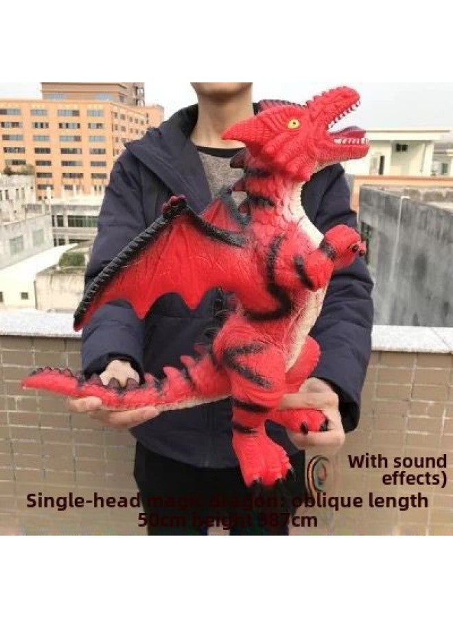 Dinosaur Toy Simulation Animal Model Large Tyrannosaurus Rex Soft Rubber Children's Educational Institution Gift-Color:Super Large Single Head Magic Dragon Red - Image 1