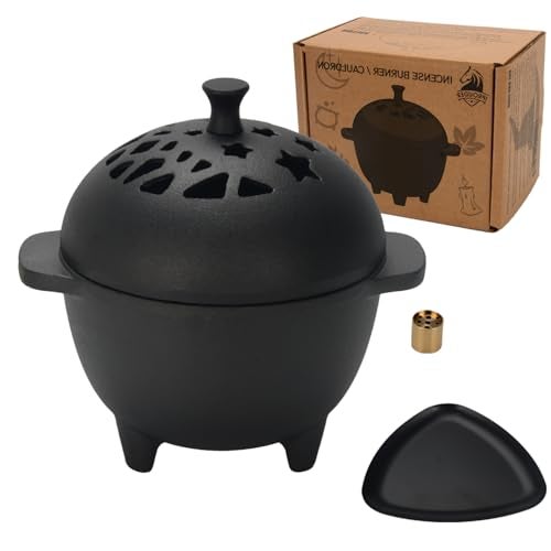 IPROUDER Cast Iron Incense Burner  Cast Iron Incense Holder Mini Cauldron for Sage Palo Santo Resin Charcoal  Japanese Incense  Home Rituals  Meditation Censer Bowl