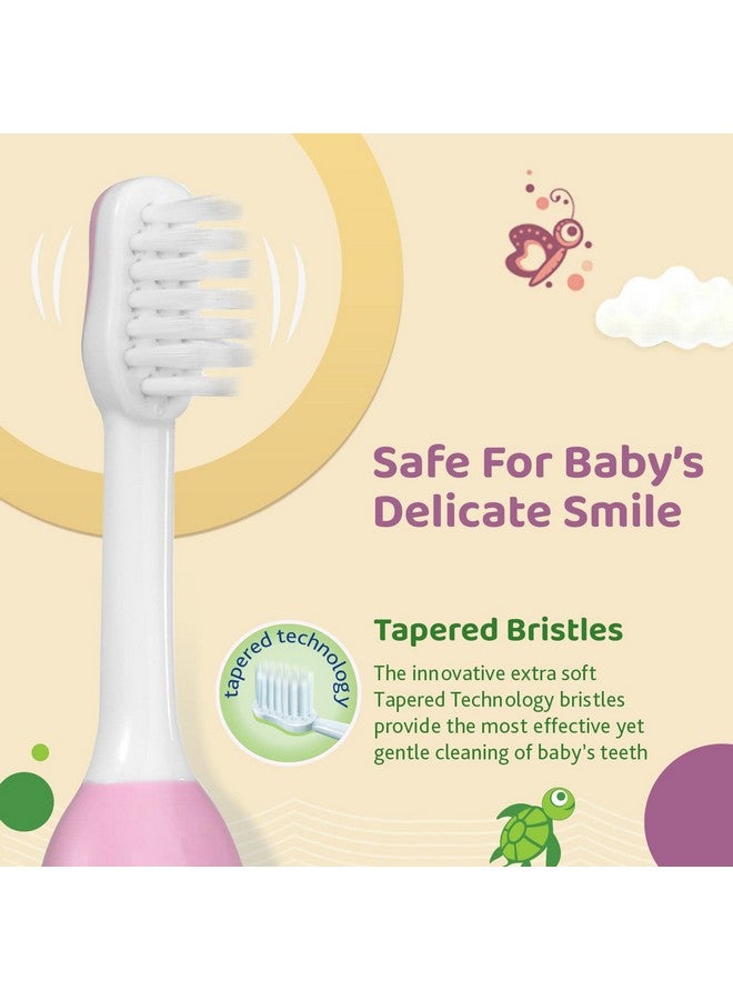 Chicco Baby Toothbrush For Infants (6M-36M), Set Of 2 | Extra Soft Tapered Bristles Ideal For Milk Teeth | Bpa Free (Blue, Green) - Image 3