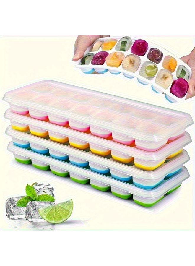 Blue 14 Compartment Silicone Like Plastic Tray With Lid Stackable Spill Proof Design Color Coded Tray For Whiskey Parties Homemade Ice Cubes Fridge And Freezer Safe Durable Easy Release Mold - Image 2