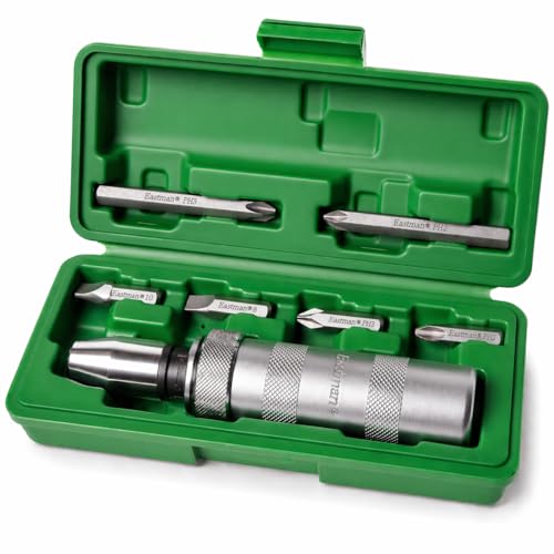 Eastman EID-2500-02 1/2-Inch Drive Manual Impact Driver Set, 6-Piece Kit with CRV Steel Phillips & Slotted Power Bits, Carbon Steel Handle, & Blow Molded Case - Image 1