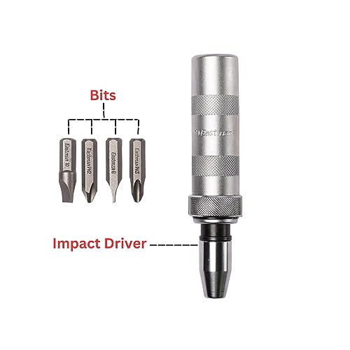 Eastman EID-2500-02 1/2-Inch Drive Manual Impact Driver Set, 6-Piece Kit with CRV Steel Phillips & Slotted Power Bits, Carbon Steel Handle, & Blow Molded Case - Image 3