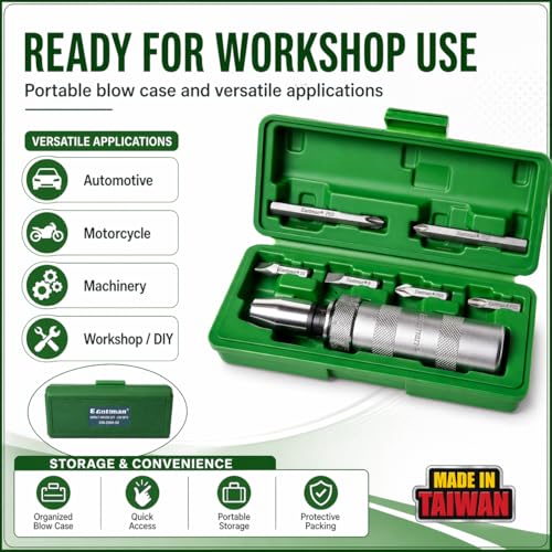 Eastman EID-2500-02 1/2-Inch Drive Manual Impact Driver Set, 6-Piece Kit with CRV Steel Phillips & Slotted Power Bits, Carbon Steel Handle, & Blow Molded Case - Image 4