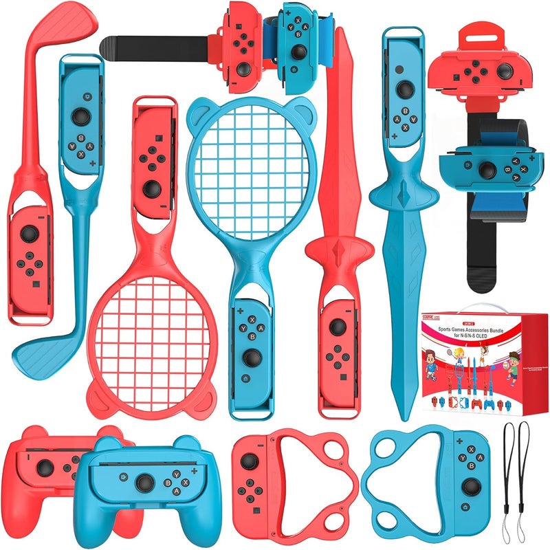 TELANPU 14 in 1 Switch Sports Games Accessories Bundle for Nintendo Switch Games, Family Bundle Accessory Kit Compatible with Switch/Switch OLED Sports Games - Image 1