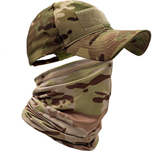 HOPSOOKEN Camo Hats for Men with Cooling Sun UV Neck Gaiter Military Tactical Hunting Hat for Running Hiking Baseball Cap(Camo) - Image 1