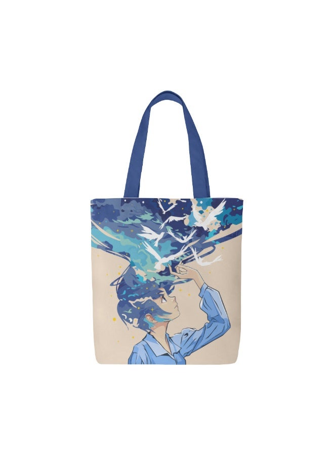 آنا حقيبة تسوق قماشية كبيرة السعة ذات مقبض - Image 1