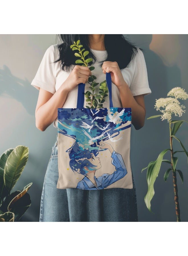 آنا حقيبة تسوق قماشية كبيرة السعة ذات مقبض - Image 2