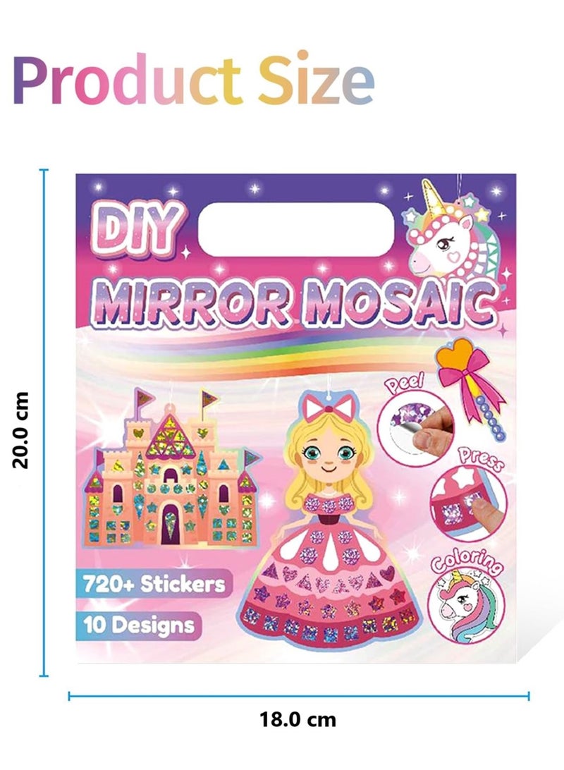 TFiOXL Mosaic Foil Stickers Craft Kits for Kids -Unicorns and Princesses DIY Party Favors Craft Activity,Travel Toys,Easter Basket Stuffers,Birthday Gifts for Girls Boys - Image 2