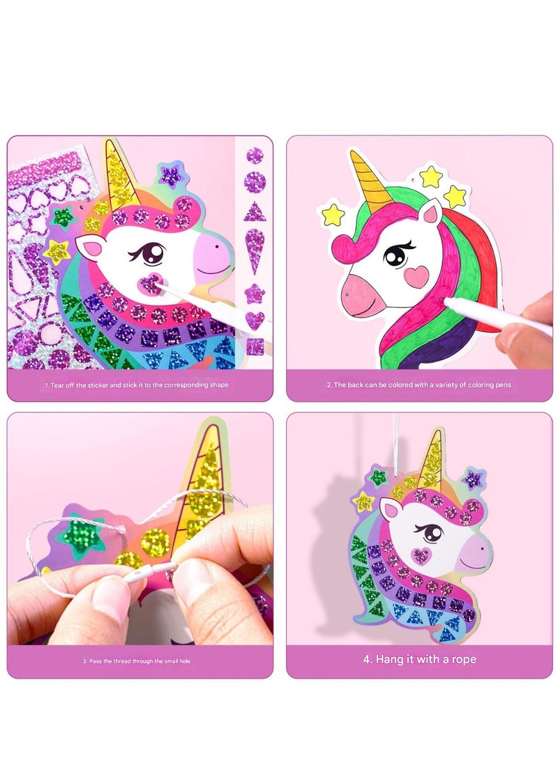 TFiOXL Mosaic Foil Stickers Craft Kits for Kids -Unicorns and Princesses DIY Party Favors Craft Activity,Travel Toys,Easter Basket Stuffers,Birthday Gifts for Girls Boys - Image 3