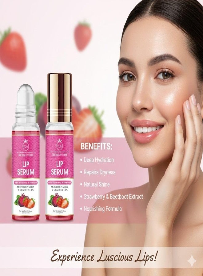 TQS Lip Serum with Strawberry & Beetroot, Moisturizes Dry & Cracked Lips, 10ml - Image 3
