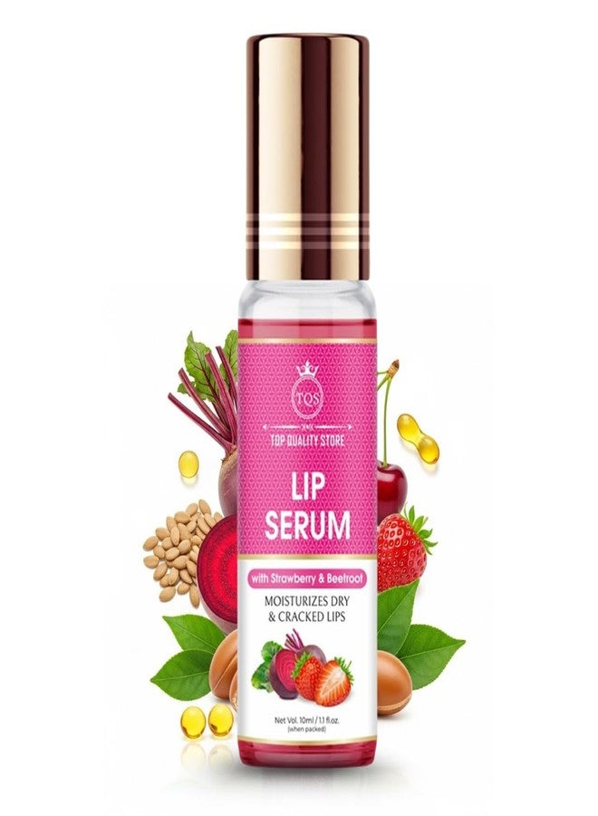 TQS Lip Serum with Strawberry & Beetroot, Moisturizes Dry & Cracked Lips, 10ml - Image 1