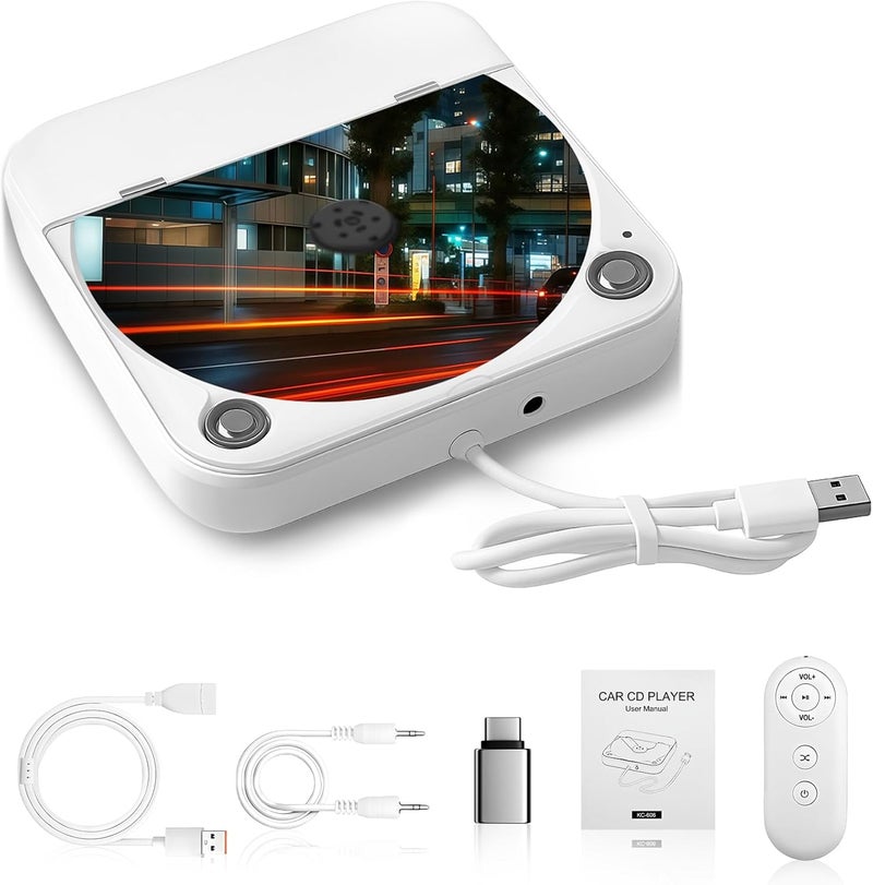 WOOPKER External Portable CD Player for Car, Plug and Play Car CD Player with USB Port AUX Port, Universal USB Player for Vehicle, Laptop, TV, Computer, for Android 4.4 and Above Navigation - Image 1