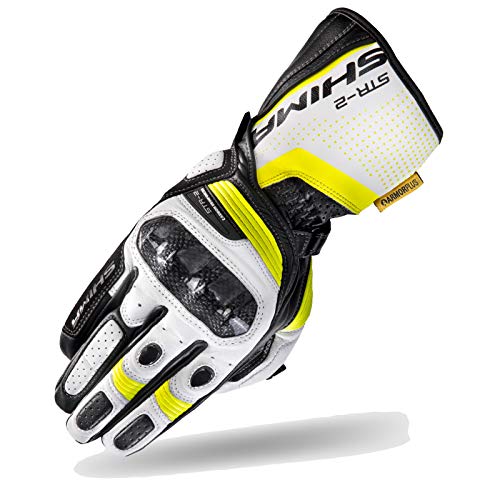 SHIMA STR-2 Motrocycle Gloves for Men - Touchscreen Summer Sport Leather Biker Riding Gloves with Protectors, Reinforced Palm (Fluo, L) - Image 1