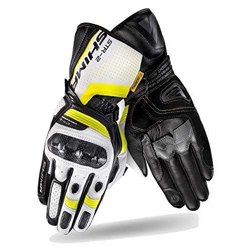 SHIMA STR-2 Motrocycle Gloves for Men - Touchscreen Summer Sport Leather Biker Riding Gloves with Protectors, Reinforced Palm (Fluo, L) - Image 3