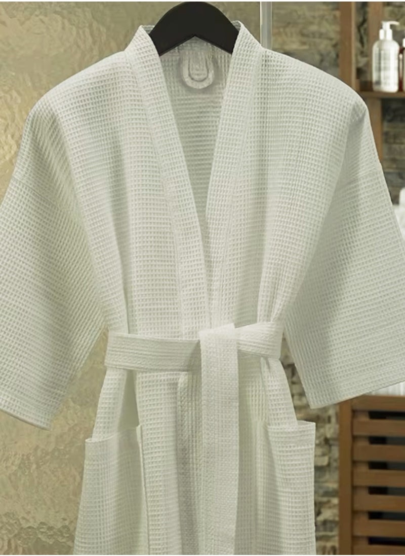 MAXQON Pack Of 2 - Bathrobes (Unisex) - 100% Cotton Waffle Highly Absorbent Super Soft Bathrobes For Women & Men- Adult Size, Color White  - Image 3