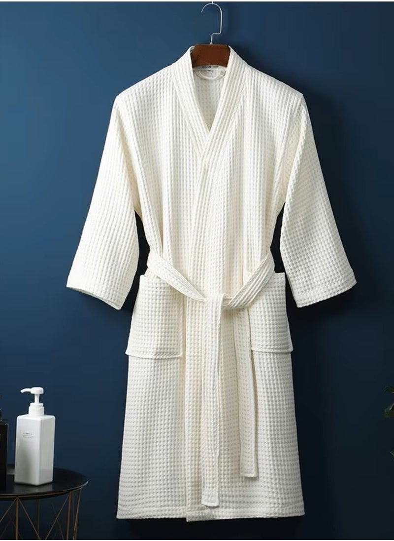 MAXQON Pack Of 2 - Bathrobes (Unisex) - 100% Cotton Waffle Highly Absorbent Super Soft Bathrobes For Women & Men- Adult Size, Color White  - Image 2
