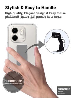 huanmate Infinix Smart 9 Magnetic Case With Hand Grip Holder & Kickstand - Strong Grip for Magnetic Car Holder, Stylish & Functional, Ultimate Convenience & Hands-Free Viewing - Clear/Grey  - Image 3