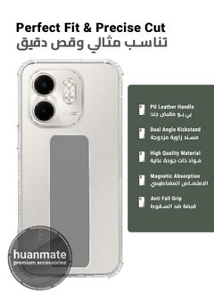 huanmate Infinix Smart 9 Magnetic Case With Hand Grip Holder & Kickstand - Strong Grip for Magnetic Car Holder, Stylish & Functional, Ultimate Convenience & Hands-Free Viewing - Clear/Grey  - Image 2