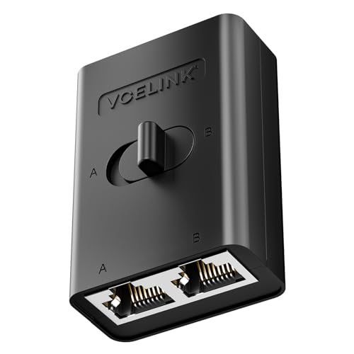 VCELINK 2 Port RJ45 Network Switch, Ethernet Splitter 2-in 1-Out or 1-in 2-Out, Power-Free Passive Ethernet Selector 1000Mbps Cat6/ Cat5e/ Cat5, PoE, Slide Switch, RJ11, RJ12, 1 Pack - Image 1