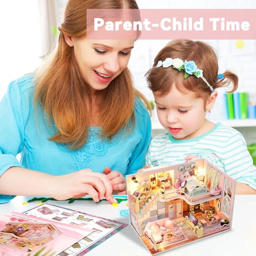 Flever Dollhouse Miniature DIY House Kit Creative Room with Furniture for Romantic Valentine's Gift (Blossom Stories) - Image 4