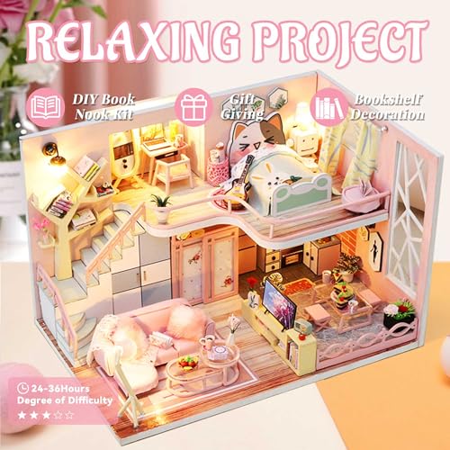 Flever Dollhouse Miniature DIY House Kit Creative Room with Furniture for Romantic Valentine's Gift (Blossom Stories) - Image 5