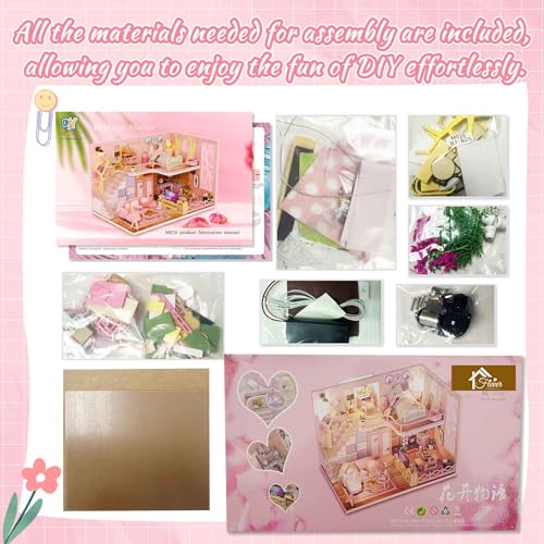 Flever Dollhouse Miniature DIY House Kit Creative Room with Furniture for Romantic Valentine's Gift (Blossom Stories) - Image 3