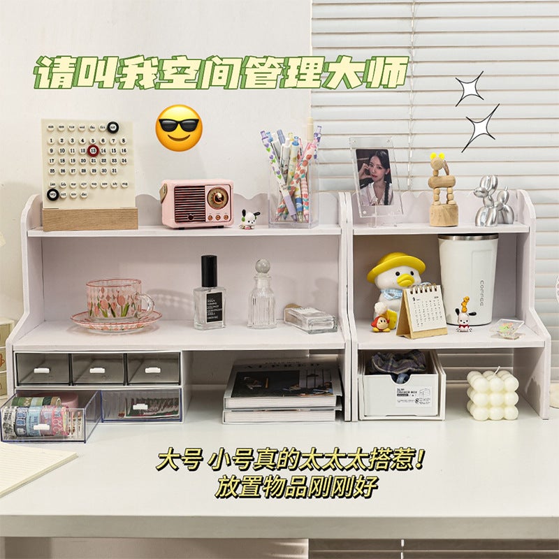 Desktop Double-Layer Storage Rack Multi-Layer Dormitory Table Simple Cosmetics Organization Simple Office Dormitory Storage Ins - Image 2