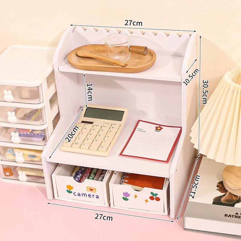 Desktop Double-Layer Storage Rack Multi-Layer Dormitory Table Simple Cosmetics Organization Simple Office Dormitory Storage Ins - Image 1