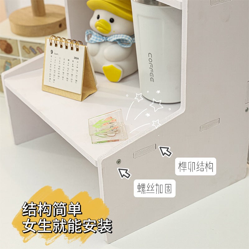 Desktop Double-Layer Storage Rack Multi-Layer Dormitory Table Simple Cosmetics Organization Simple Office Dormitory Storage Ins - Image 4