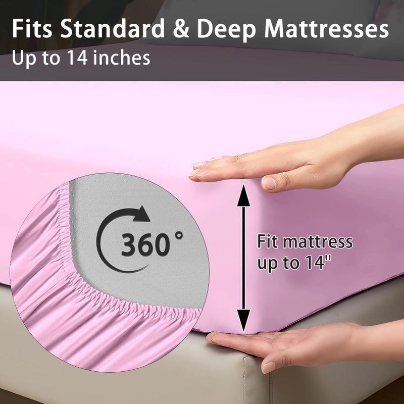 Pamnest Comforter Set Queen Size, Japanese Cherry Blossom 7 Pcs Bedding for Kids and Adults, Flower Painting Pink Bed Sheet Sets with Fitted Sheet 2 Pillowcase & 2 Sham for Bedroom Bed Decor - Image 4