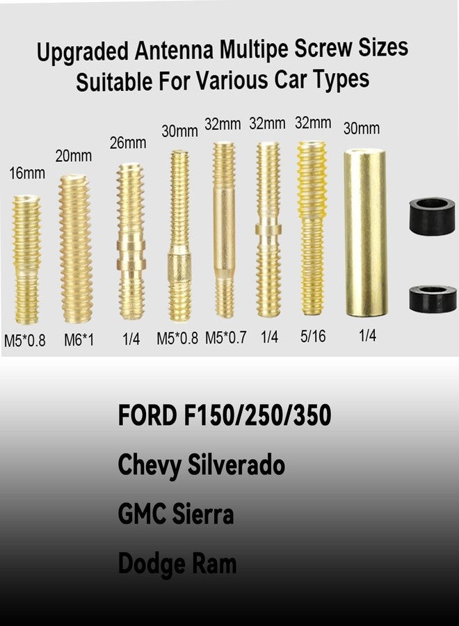 Seprochoo Car Truck Bullet Antenna 50 Cal Bullet Antenna Radio Accessories Universal Replacement for GMC Sierra 1500 Chevy Dodge Ram Silverado 1500 2500 3500 Ford F150 F250 F350 Spiral Pattern (Gold, 5.5inch) - Image 3
