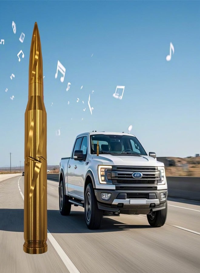 Seprochoo Car Truck Bullet Antenna 50 Cal Bullet Antenna Radio Accessories Universal Replacement for GMC Sierra 1500 Chevy Dodge Ram Silverado 1500 2500 3500 Ford F150 F250 F350 Spiral Pattern (Gold, 5.5inch) - Image 5