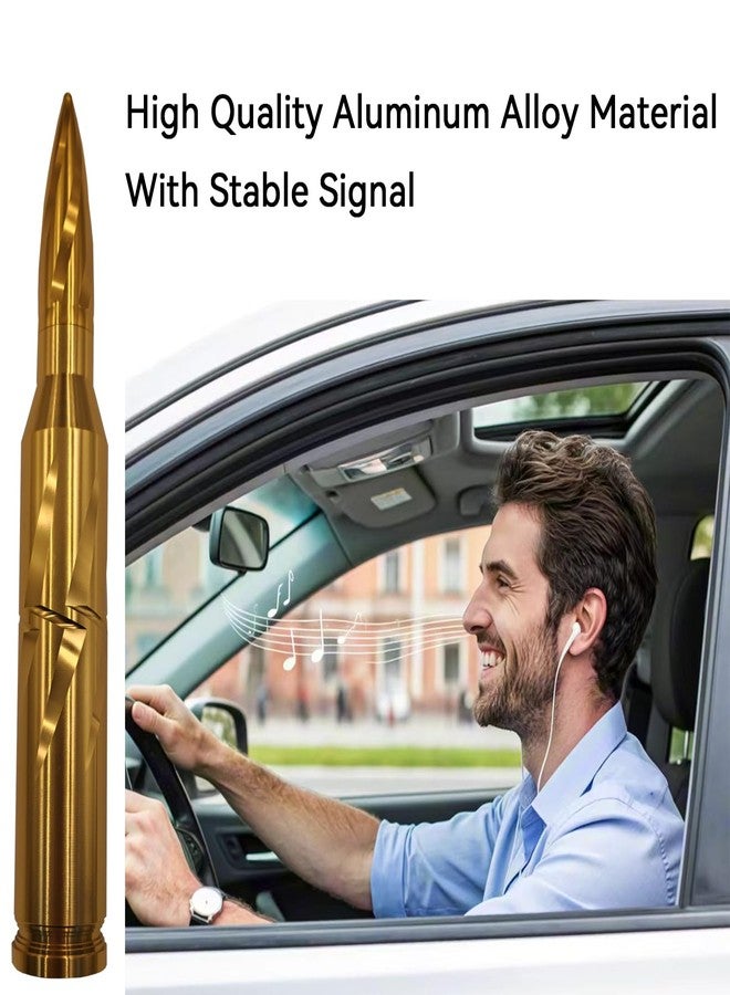 Seprochoo Car Truck Bullet Antenna 50 Cal Bullet Antenna Radio Accessories Universal Replacement for GMC Sierra 1500 Chevy Dodge Ram Silverado 1500 2500 3500 Ford F150 F250 F350 Spiral Pattern (Gold, 5.5inch) - Image 4