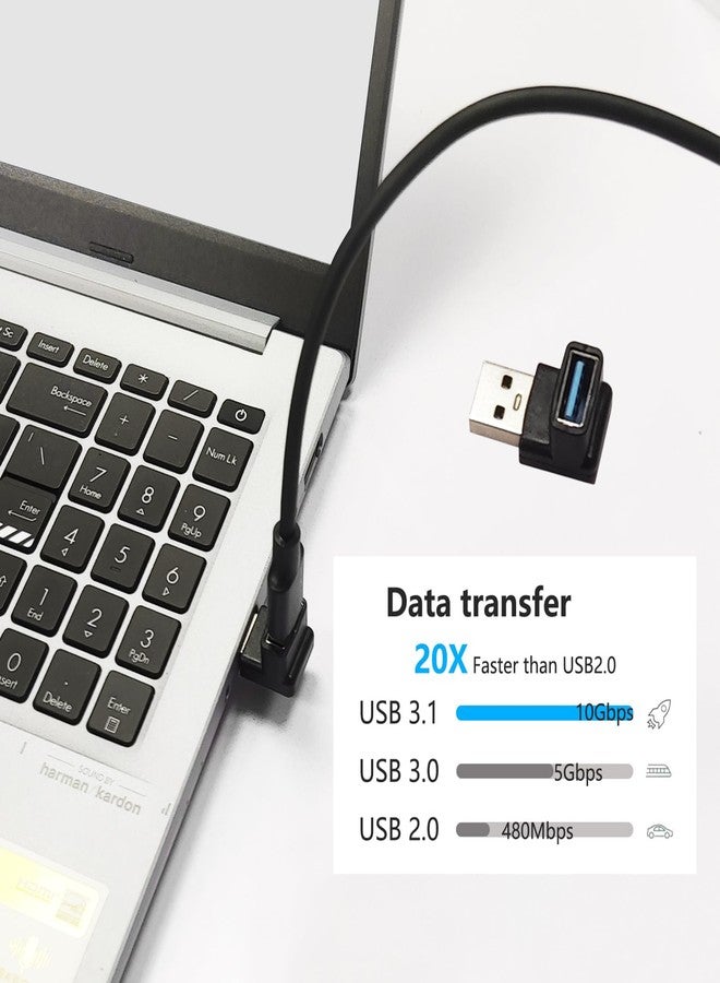 Maixbomr 2Pcs Right Angle USB 3.2 Male to Female Adapter 10Gbps, 90 Degree USB Type A 3.1 Data Transfer Extender Connector Support 3A Fast Charging, for Computer, Laptop, Mouse, Keyboard etc - (Up Angle) - Image 4