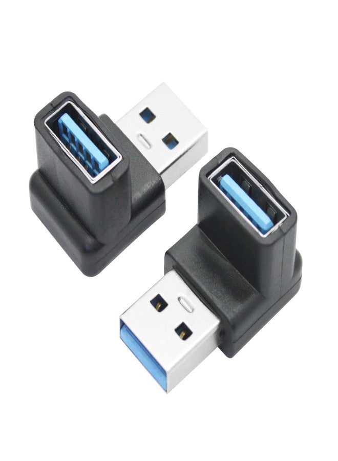 Maixbomr 2Pcs Right Angle USB 3.2 Male to Female Adapter 10Gbps, 90 Degree USB Type A 3.1 Data Transfer Extender Connector Support 3A Fast Charging, for Computer, Laptop, Mouse, Keyboard etc - (Up Angle) - Image 1